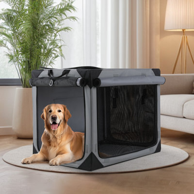 Tucker Murphy Pet Enmond Collapsible Dog Crate Outdoor Travel Dog Crate Portable Fabric Kennel for Dogs Wayfair Canada